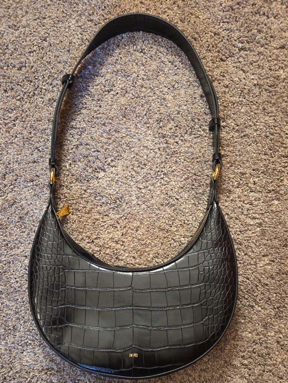 JW PEI Black Carly Saddle Bag with Gold Hardware